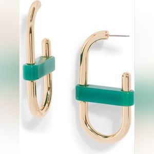 NWT Nordstrom Gold and green hoops
